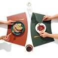thumbnail image 2 of Placemat for Dining Heat Insulation Stain Resistant Non-Slip Waterproof Washable Wipe Clean PU Fan Shape Wedge Kitchen Table Mat,4pcs, 2 of 5