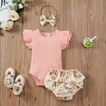 thumbnail image 2 of Sinhoon Newborn Infant Baby Girl Clothes Set Romper Onesies Pants Shorts Bow Headband 3PC Summer Outfit, 2 of 14