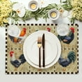 thumbnail image 3 of Rooster Placemats Set of 4-12 x 18 Inch Farm Animal Chicken Cotton Linen Table Mat Country Style Buffalo Plaid Decoration Washable Table Place Mats for Kitchen Dining Party, 3 of 8