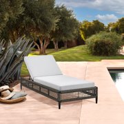 Armen Living Alegria Outdoor Aluminum Adjustable Chaise Lounge Chair in Gray