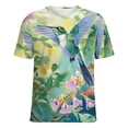 thumbnail image 5 of Flower Hummingbird Women's Short Sleeve Tops Casual Blouses T Shirt, 5 of 6