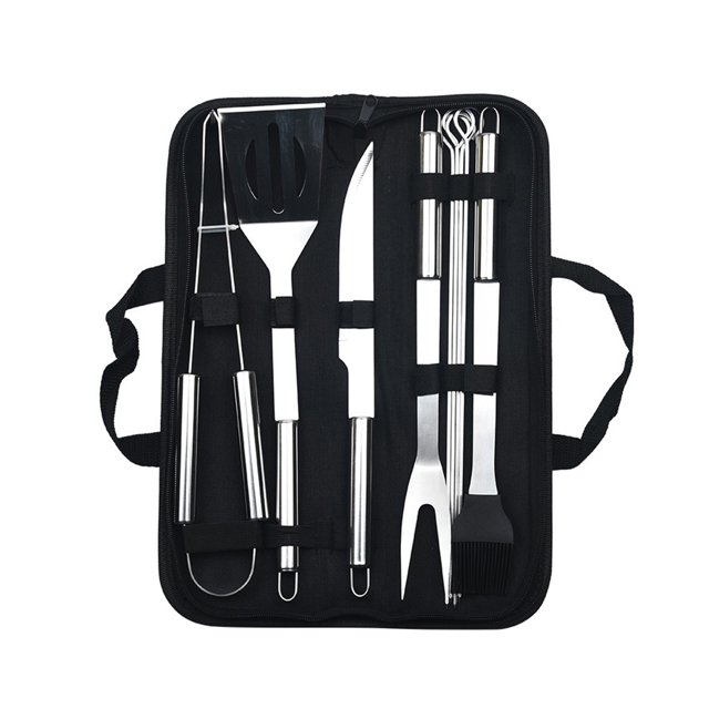 Barbacoa Parrilla Herramientas Acero inoxidable Portátil Portátil Barbacoa A La Parrilla Tenedor Tonga Reutilizable Camping Senderismo Picnic Cocina Cocina 9pcs Inevent OD011055-04