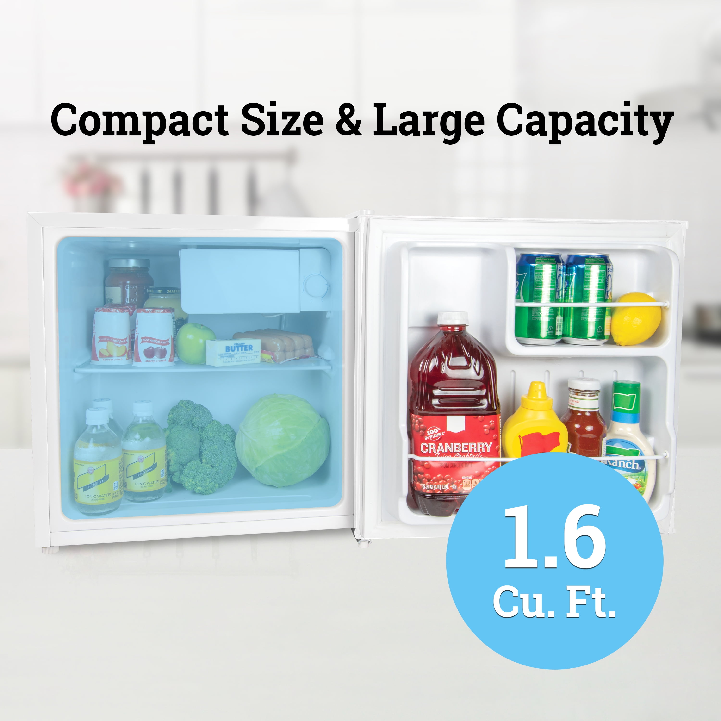 Igloo 1.6 cu ft Mini Refrigerator, Single Door Mini Fridge With Freezer, White