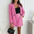 thumbnail image 2 of purcolt Blazer Sets Women 2 Piece Outifits Open Front Lapel Casual Blazer Jackets and Shorts Set Elegant Work Office Business Suits, 2 of 9