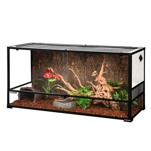 REPTIZOO Medium-tall Full Reptile Glass Terrarium 48L x 18W x 24H, Easy Assembly