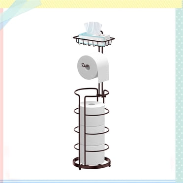 Fuleadture Metal Toilet Paper Holder Organizer Free Standing Organizer with Phone Holder for Toilet, Bronze