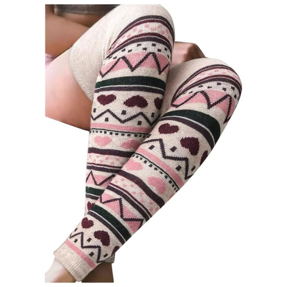 DQRPSEETB Girls Ladies Women Christmas Warm Thigh High Over the Knee Socks Long Cotton Stockings Knit Warm Stockings Women Compression Crew Socks White