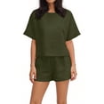 thumbnail image 4 of Two Piece Short Sets for Women Casual Summer Outfits Fashion Women's Casual Solid Short Sleeve Pocket Short Pants Ladies Pants Set, 4 of 6