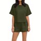 thumbnail image 3 of Conjunto Corto Casual para las Mujeres Manga Corta Bolsillo Pantalones Cortos Pantalones de Señoras Conjunto con Cuello Redondo Top, Ropa Casual de Verano, 3 of 6