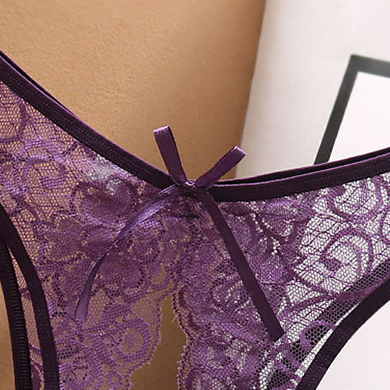 HUPOM Sexy Panties For Women Underwear For Women In Clothing High Waist  Casual Tie Comfort Waist Purple 3XL