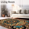 thumbnail image 2 of ODIKA 6'x9' Machine Washable Non-Slip Area Rug, Art Nouveau Meadow with Butterflies and Flourished Petal Motifs High Traffic Rug, Tan, 534338, 2 of 7