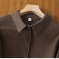 thumbnail image 5 of Scyoekwg Women Short Sleeve T-Shirts Turndown Collar Button Shirt Shirts Solid Color Dressy Casual Blouses Loose Lightweight Trendy Blouses (Coffee,XL), 5 of 8
