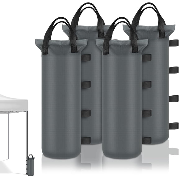 U 4 Sand Bags for Weight, Heavy Duty Sandbags for Canopy Legs, Extra Large Pop Up Tent Weights, Canopy Weight Bags for Gazebo, Outdoor Sun Shelter, Umbrella - Gray, 6"×20", Without Sand