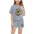 thumbnail image 3 of Delliss Girls Short Sets 2 Pieces Outfits Short Sleeve T-Shirts and Casual Shorts With Pockets Cute Clothes Sets Gray 10 Years, 3 of 9