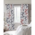 thumbnail image 2 of Grey Red Botanical Blackout Curtains for Bedroom - 84 Inch Long Light Blocking 2 Panels Set, Watercolor Spring Floral Summer Leaf Thermal Insulated Living Room Drapes Grommet Window Curtains 52"x84", 2 of 8