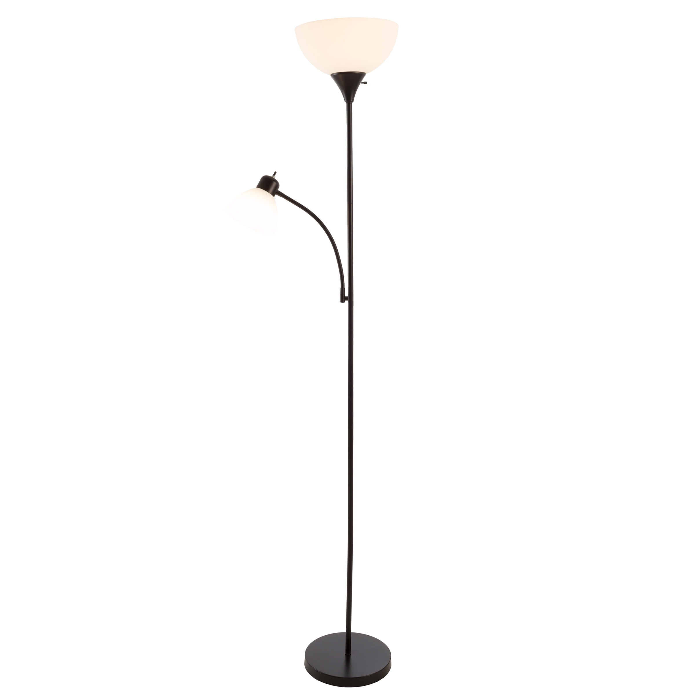 Torchiere Floor Lamp with Reading Light Sturdy Metal Base Heat