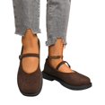 thumbnail image 4 of IEMIEMIEM Mary Jane Shoes Women Suede Ballet Flats Platform Non-Slip Classics Round Toe Ankle Buckle Strap Comfort Casual Dress Work Mary Jane Flat Shoes Coffee 8 Wide, 4 of 7