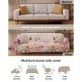 thumbnail image 3 of Red Pink Floral Sofa Covers for 3 Cushion Couch,Washable Sectional & L Shape Couch Covers for Dog/Cat/Kid,Vintage Pastoral Wild Flower Beige Non Slip Sofa Slipcover Tassel Futon Cover 71''x150'', 3 of 8