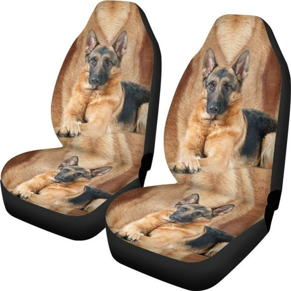 Xoenoiee German Shepherd Dog Print Car Seat Cover Universal Auto Seat Cover Protector for Cars Truck Van SUV 2 Pcs Soft Durable Bucket Seats Protector Cover