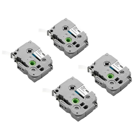 4-Pack 12mm Brother TZe-231 Black on White Label Maker Tape Refill Cartridges - Compatible with Brother P-touch Label Makers