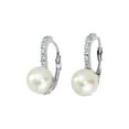 thumbnail image 2 of Freshwater Cultured Pearl Leverback Earrings in Sterling Silver with Synthetic Cubic Zirconia (CZ), 2 of 4