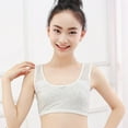 thumbnail image 3 of Xfvqtps Training Bras for Girls Lightly Padded Cotton Mesh Soft Comfortable Breathable Fixed Cup Seamless Solid Color Bow Sports Bras for Girls 8-12 Years Gray, 3 of 5