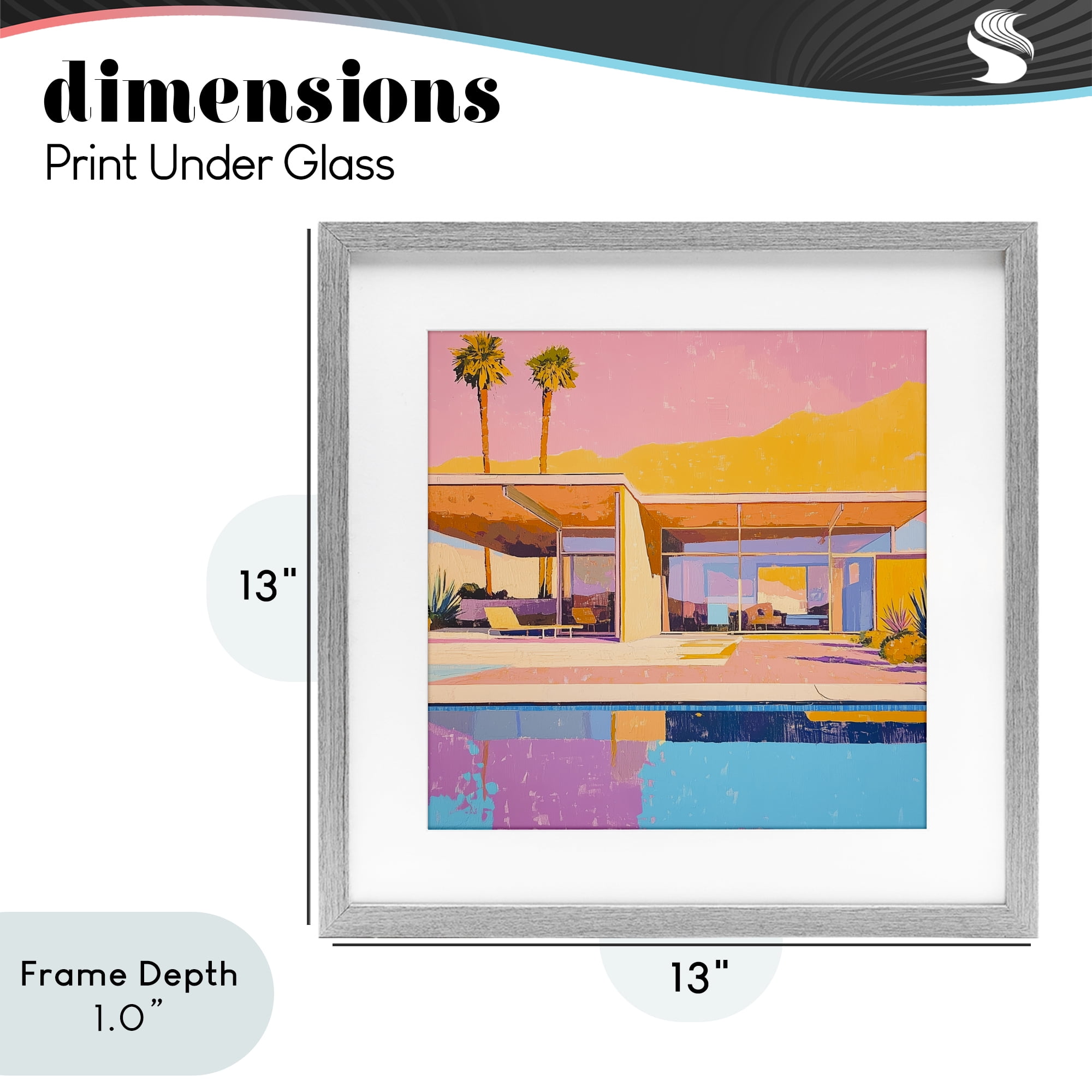 Stupell Industries Vivid Villa at Sunset Gray Framed Print Under Glass, design by Walker Noble