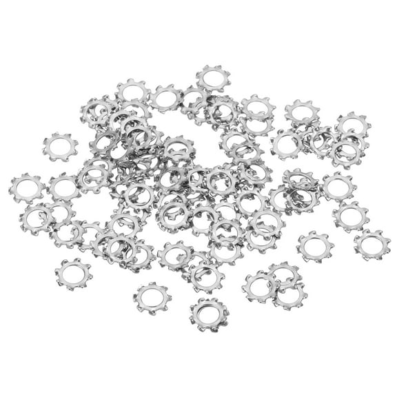 100 Pack 304 Stainless Steel External Tooth Lock Washers, M4 Star Locking Washers for Screw Bolt Mechanical Equipment Fasteners, Silver