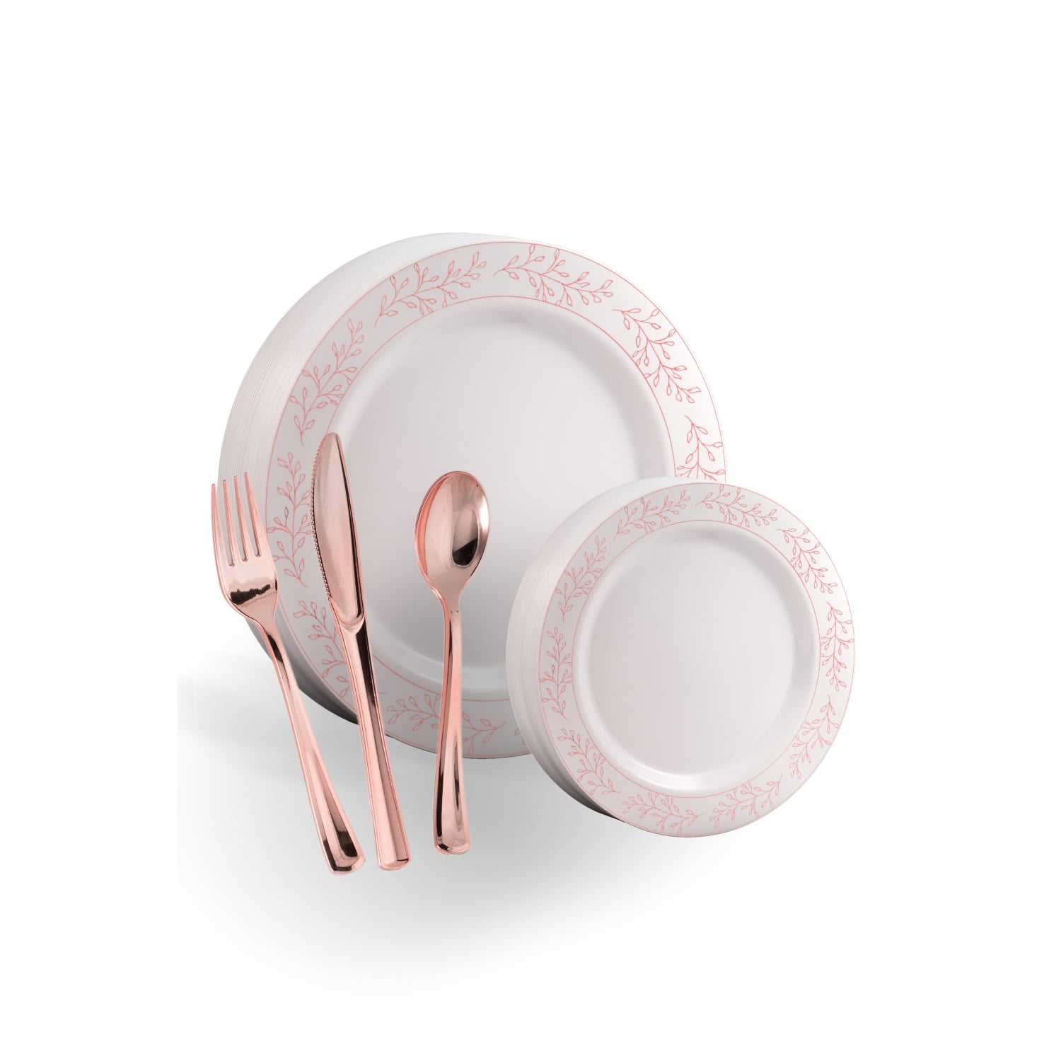 Exquisite 200 Pcs Heavyweight Disposable Plastic Plates and Cutlery Set