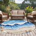 thumbnail image 5 of Blue Theme Round Living Room Rugs 8 ft, Beach Ocean Wave Starfish Shell Coastal Washable Large Area Rug with Non-Slip Sturdy Edge Binding Round Carpet for Dining Room Kitchen Office, 5 of 9