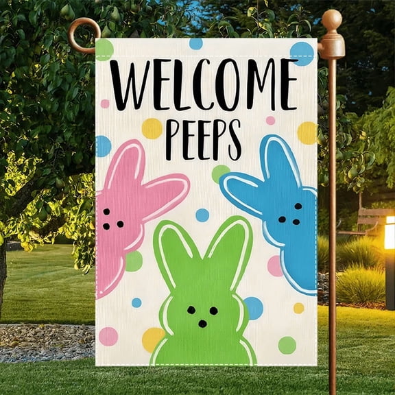 PURELY- Bunny Welcome Easter Garden Flag Double Sided Printed Flag Patio Decoration Flag