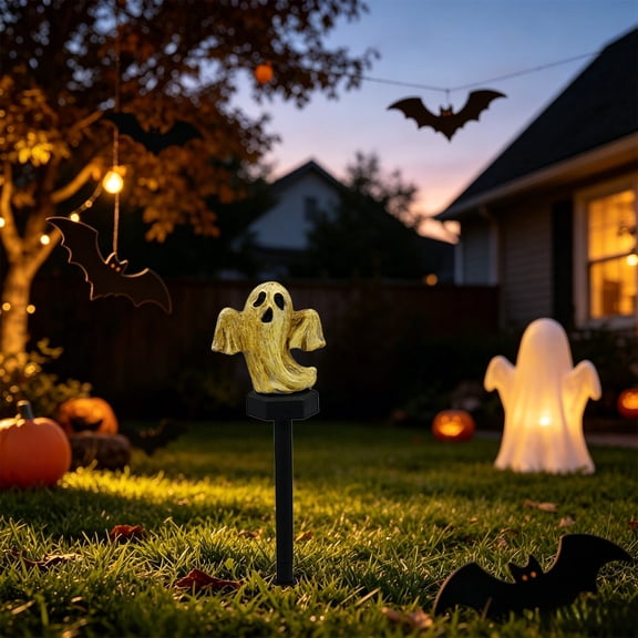 Halloween Decorations, Solar Powered Resin Courtyard Lamp, Spooky Outdoor Garden Stake Light, Halloween Decor for Yard Patio Porch Display