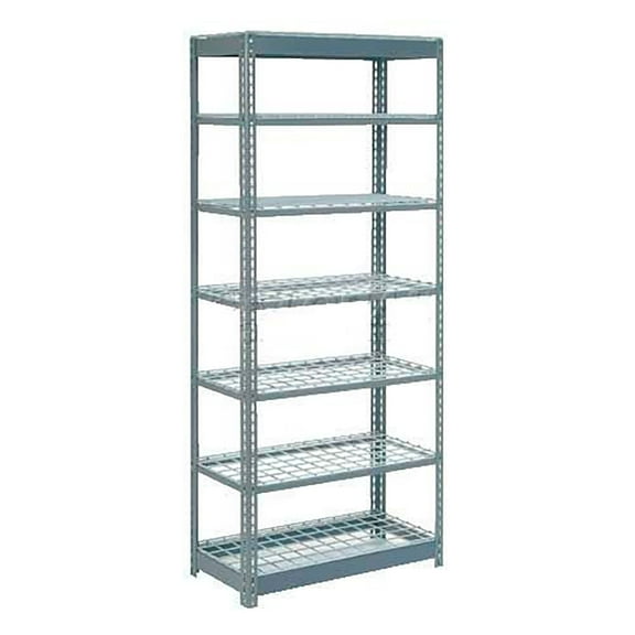 Global Industrial B2297483 Heavy Duty Shelving with 7 Shelves & Wire Deck - Gray - 36 x 12 x 84 in.