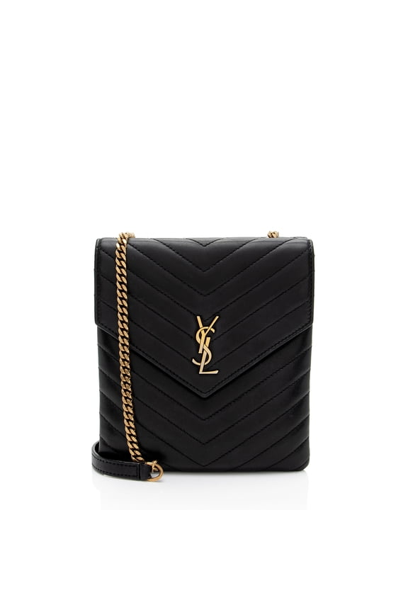 Pre-Owned Saint Laurent Matelasse Lambskin Monogram Small Double Flap Bag