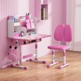 thumbnail image 5 of Cbehtwi Kids Desk and Chair Set, Ergonomic Height Adjustable Kids Desk with Cartoon Pattern, Book Stand, Steel Hook and Storage Drawer for Boys & Girls(Blue), 5 of 8