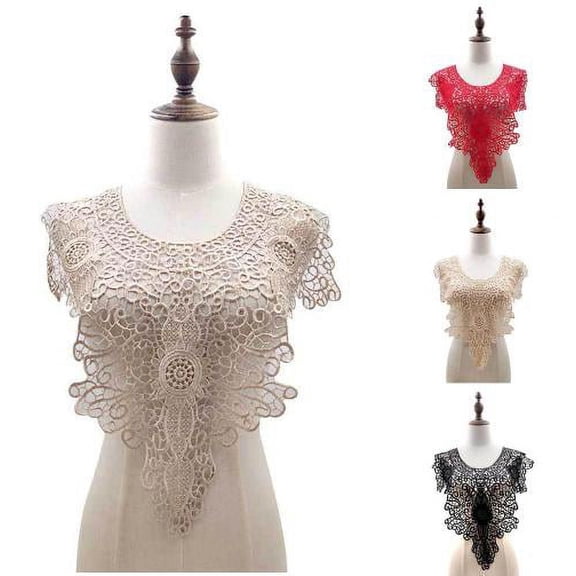 Zhaomeidaxi Floral Collar Embroidery Lace Applique Embroidery Floral Applique Trims Collar Patch for DIY Dress Applique Patch