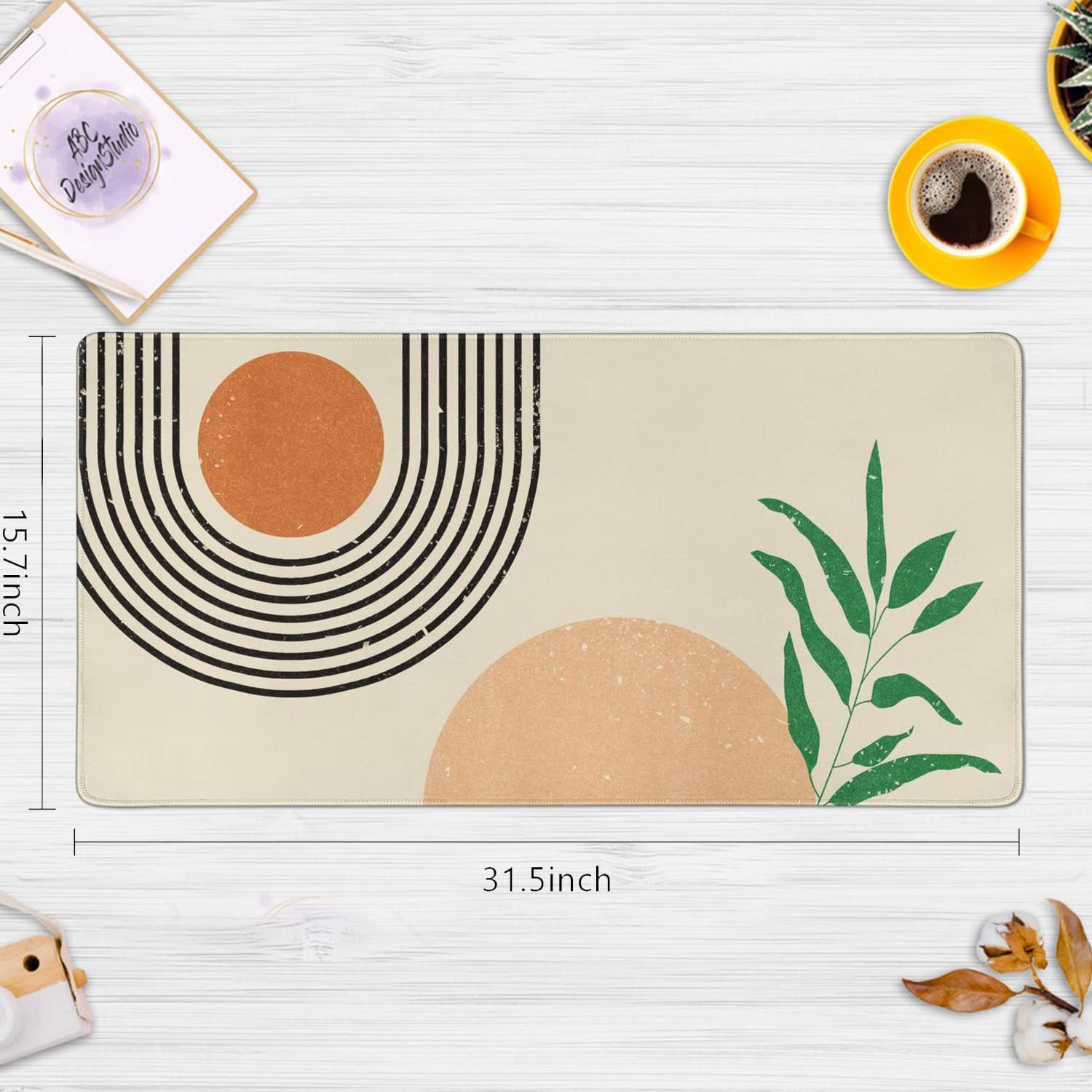 31.5x15.7in Mouse Pad Large Abstract Boho Geometric Gaming Computer Desk Mouse Pad No Slip Rubber Base Extended Desktop Mousepads Desk Decor Accessories for Office Work Home Writing Game