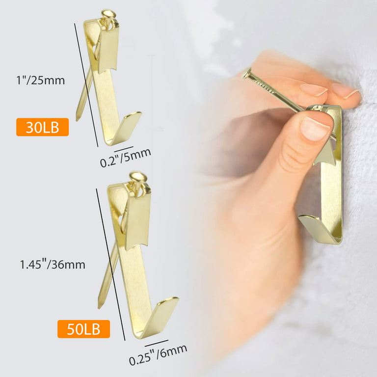 TSV Picture Hangers, 100Pcs 30LB / 50Pcs 50LB Heavy Duty Picture Hooks with  Nails Professional Picture Hanging Kit on Wooden Drywall, Office Pictures,  Clock, Home Decoration 