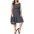 thumbnail image 5 of Agnes Orinda Women's Plus Size Dress Self Tie Waist Sleeveless Summer Floral Midi Dresses, 5 of 6