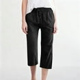 thumbnail image 4 of Capris for Women Casual Summer Loose Comfy Drawstring Wide Leg Capri Pants with Pockets, 4 of 6