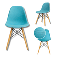 thumbnail image 1 of Silla Eames INMATMEX Azul 5 pz Minimalista Plástico con patas de madera, 1 of 9