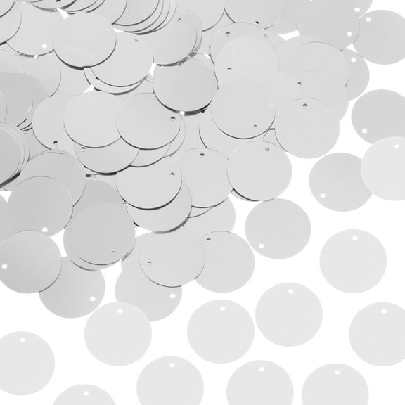 Uxcell 100 Pcs Flat Round Sequins 25mm/1 Inch Loose Paillettes Craft Sewing Sequins with Single Side Hole for DIY Embroidery Clothing Jewelry Making, Silver Tone