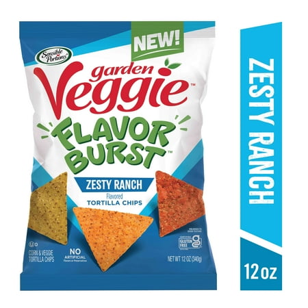Sensible Portions Gluten-Free Garden Veggie Flavor Burst Zesty Ranch Tortilla Chips 12 oz(Best By 10/20/2024)