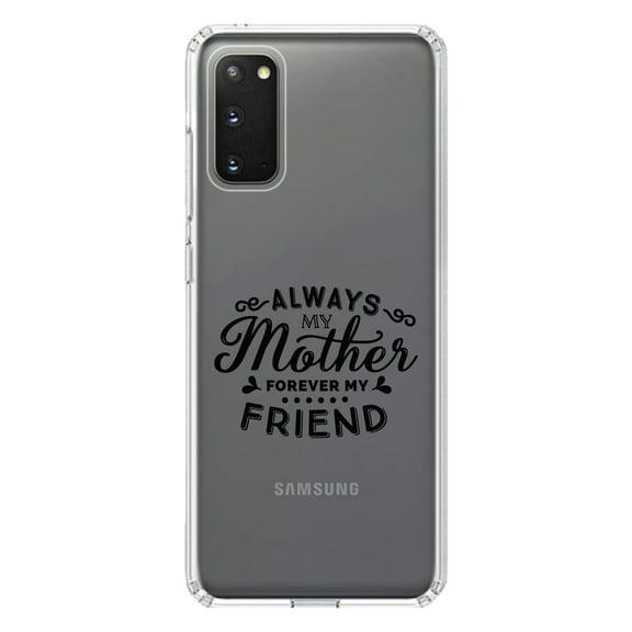 DistinctInk Clear Shockproof Hybrid Case for Galaxy S20 ULTRA / 5G (6.9" Screen) - TPU Bumper Acrylic Back Tempered Glass Screen Protector - Always My Mother, Forever My Friend