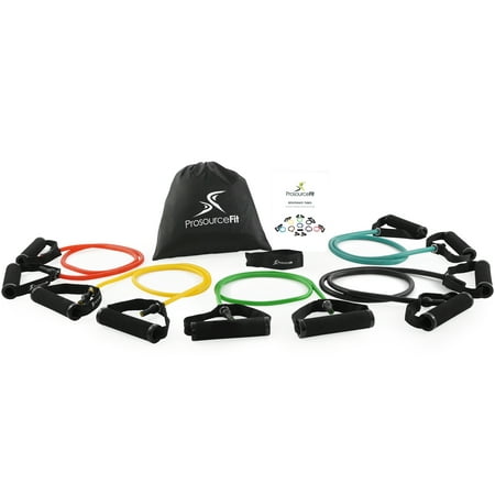 ProsourceFit Tube Resistance Bands Set w/ Attached Handles for