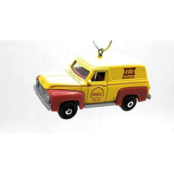 Christmas Ornament for 1955 Ford F-100 Panel Delivery Van Truck Yellow Red