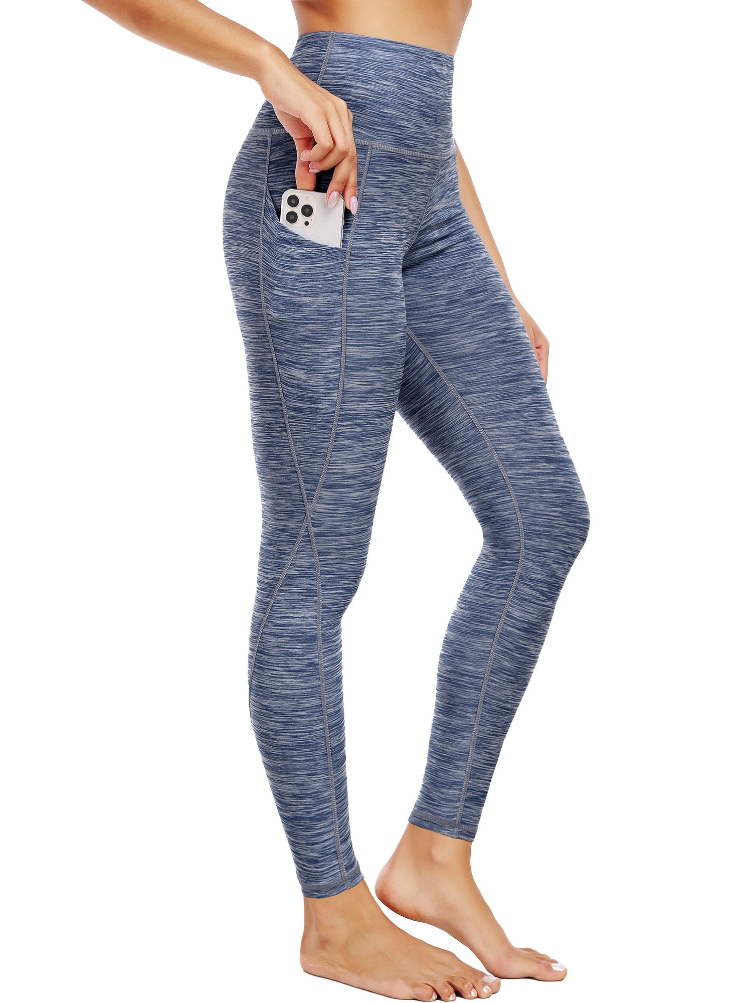 NELEUS Womens Yoga Leggings Ankle High Waist Tummy Control with Side Pocket,Black+NavyBlue,US Size S