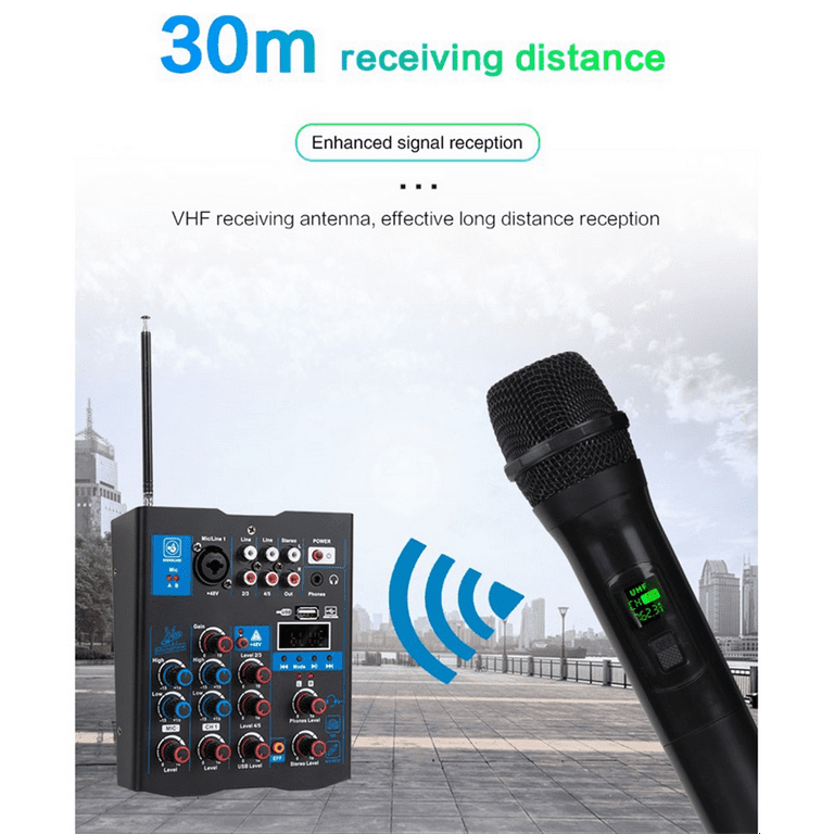 Channel USB Audio Mixer with Wireless Microphone Studio Sound