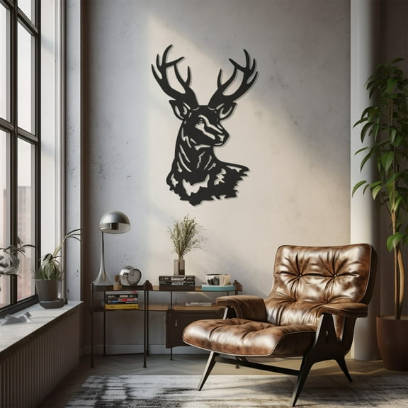 LaModaHome Exclusive Deer Head Metal Wall Decor – Durable & Artistic Metal Wall Art for Home and Office Decor, Perfect for Any Interior Design Aesthetic