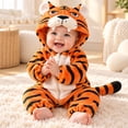 thumbnail image 6 of Boys Hooded Romper Long Sleeve Zipper Warm Jumpsuit Baby Animal Costume Cosplay Costume Boys Halloween Costume Size 0-9 Months, 6 of 9